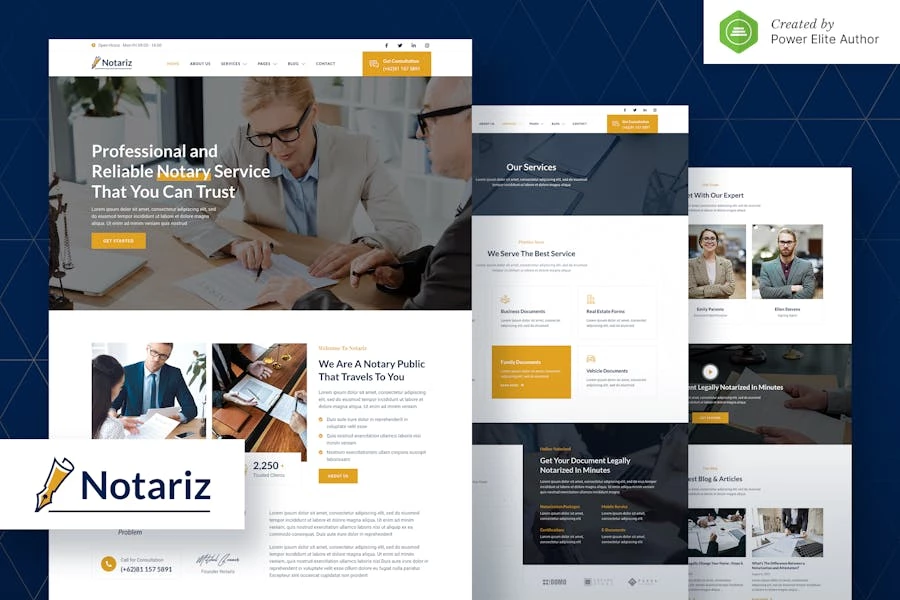 Notariz - Template Kit Elementor de Servicios Legales y de Notarios Públicos