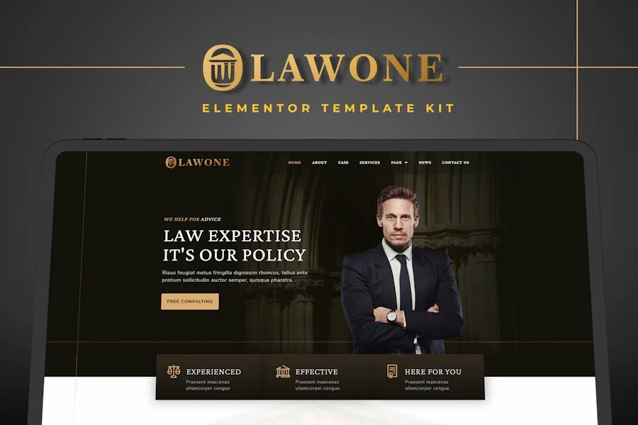 Lawone - Template Kit Elementor para firmas legales y de abogados