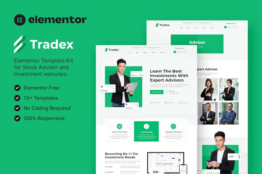 Tradex: Template Kit para asesores bursátiles y elementos de inversión
