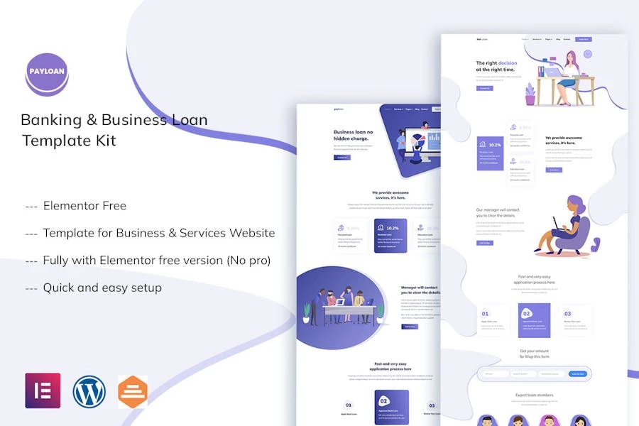 Payloan - Template Kit Elementor para préstamos bancarios y comerciales