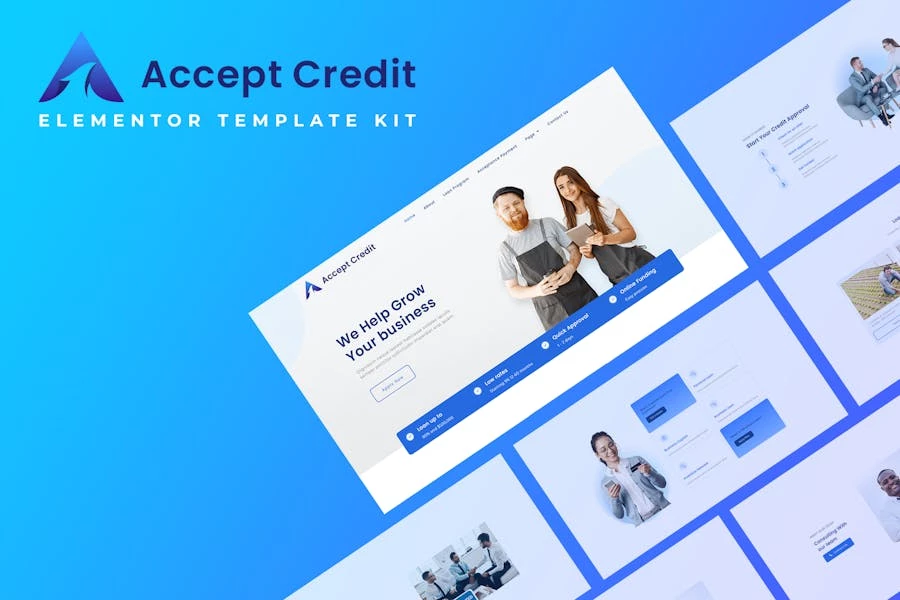 Aceptar crédito: kit de plantillas Elementor de servicios financieros