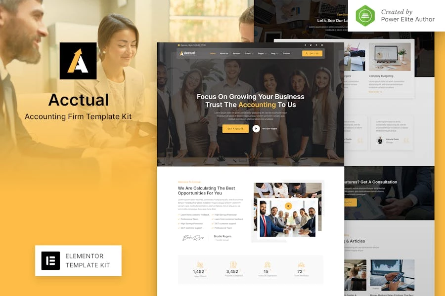 Acctual - Template Kit Elementor para firma de contabilidad