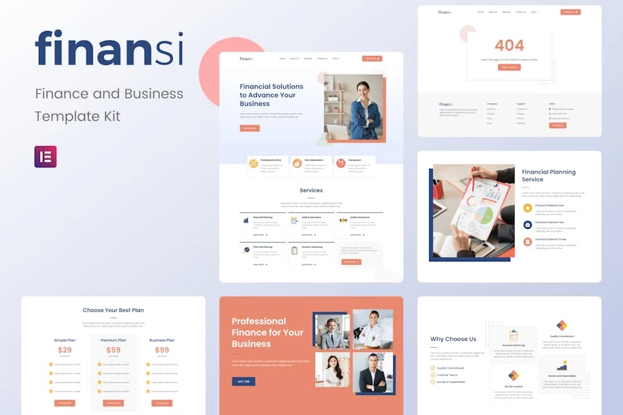 Finansi - Template Kit de Elementor de Finanzas y Negocios