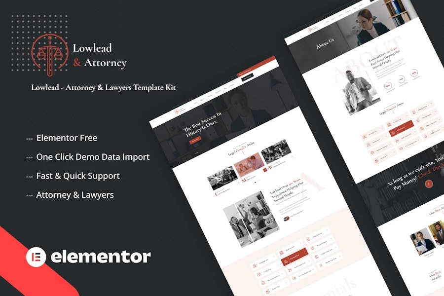 Lowlead - Template Kit Elementor para abogados y abogados
