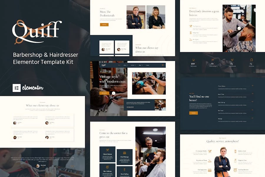 Quiff - Template Kit Elementor para barberías y peluquerías