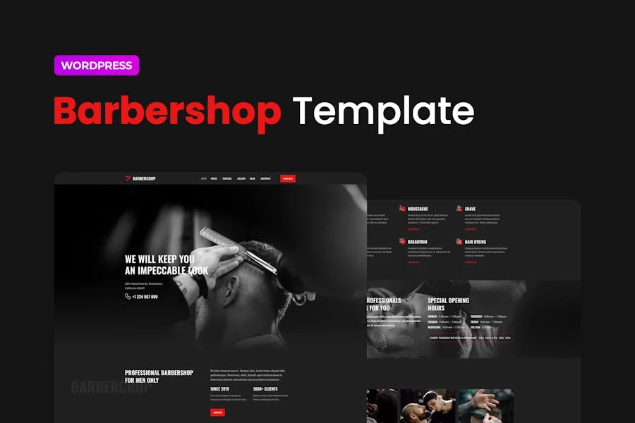 Barbercrop — Template Kit Elementor para peluquería