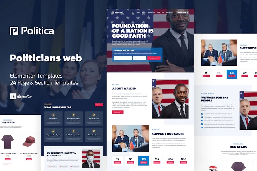 Politica - Template Kit Elementor para políticos y servidores públicos