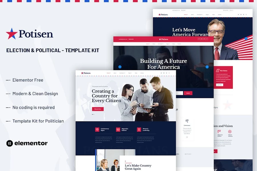 Potisen - Template Kit Elementor para campañas electorales y políticas