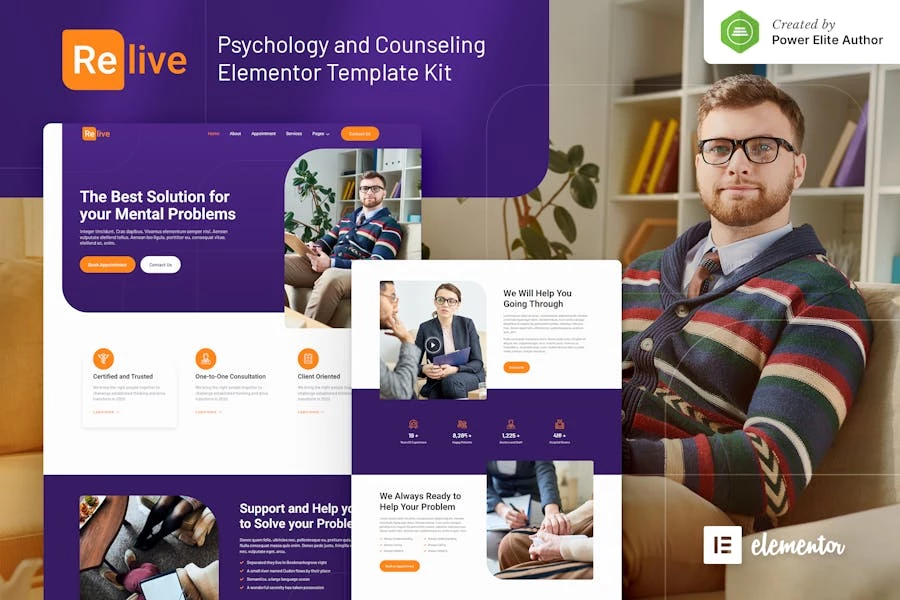 Relive - Template Kit Elementor de psicología y asesoramiento