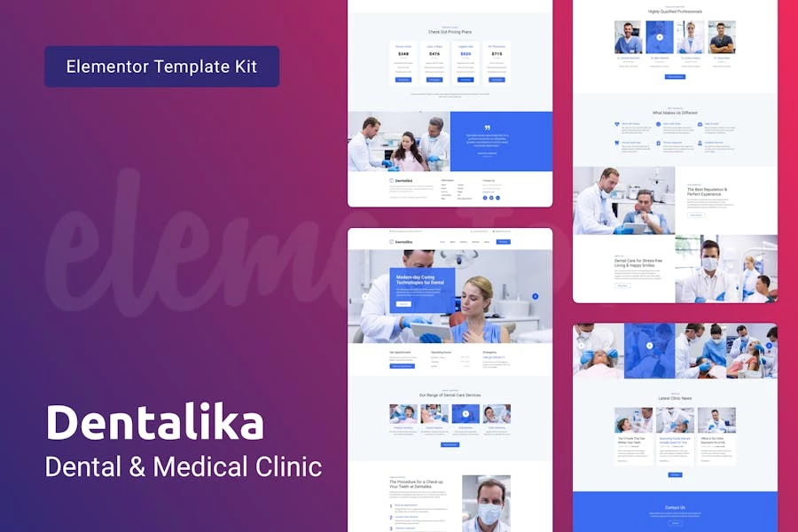 Dentalika — Kit de plantillas Elementor para clínicas dentales y salud médica