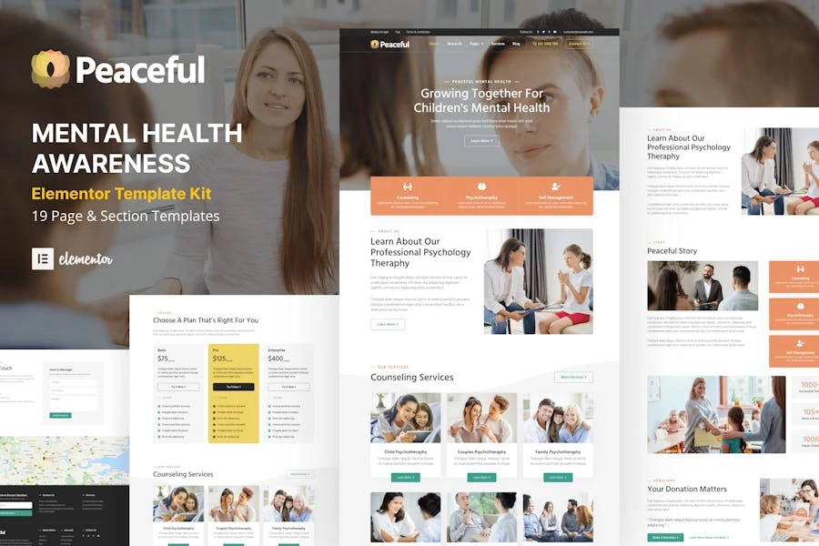 Peaceful - Template Kit Elementor de WordPress para concienciación