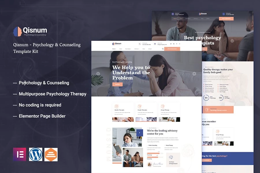 Qisnum - Template Kit Elementor de psicología y asesoramiento