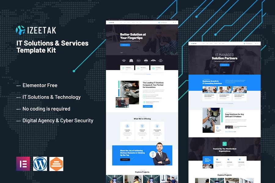 Izeetak - Template Kit Elementor para soluciones y servicios de TI