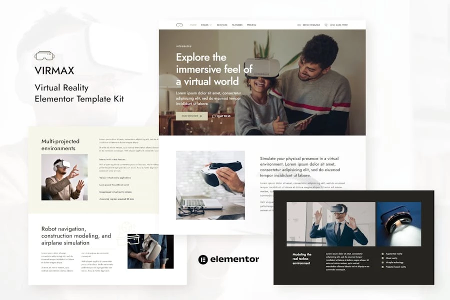 Virmax - Template Kit Elementor para servicios de realidad virtual
