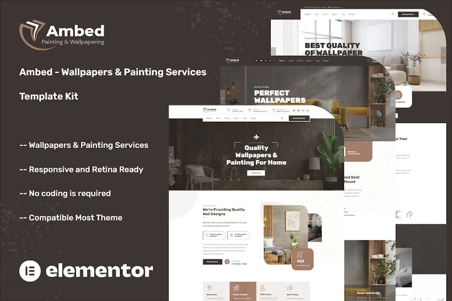 Ambed - Kit de plantillas de servicios de pintura y fondos de pantalla