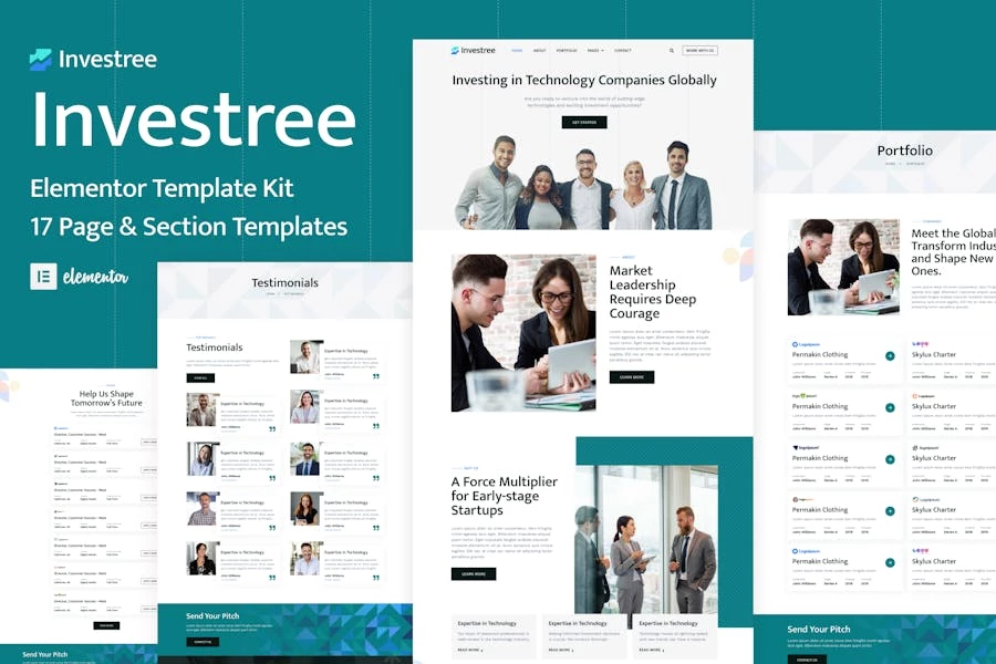 Investree - Kit de plantillas Elementor Pro para capital riesgo e inversor ángel