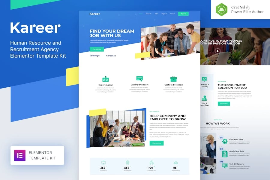 Kareer - Template Kit Elementor para Agencia de recursos humanos y reclutamiento