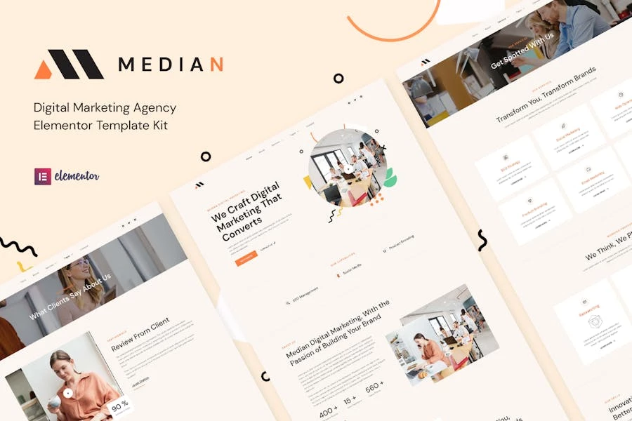 Median - Template Kit Elementor para Agencia de marketing digital