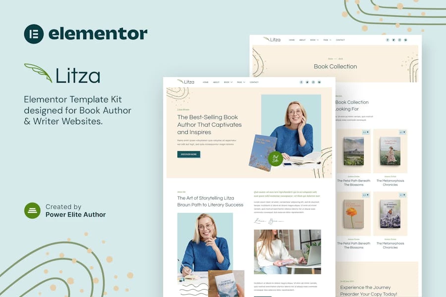 Litza — Template Kit Elementor para Autor y escritores de libros