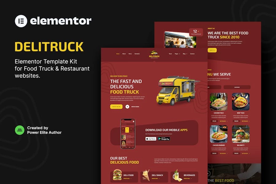 Delitruck — Template Kit Elementor para restaurantes y camiones de comida