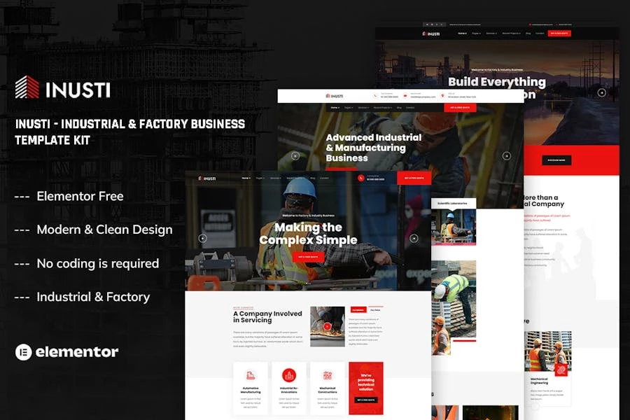 Inusti - Template Kit de Elementor de negocios industriales y de fábrica