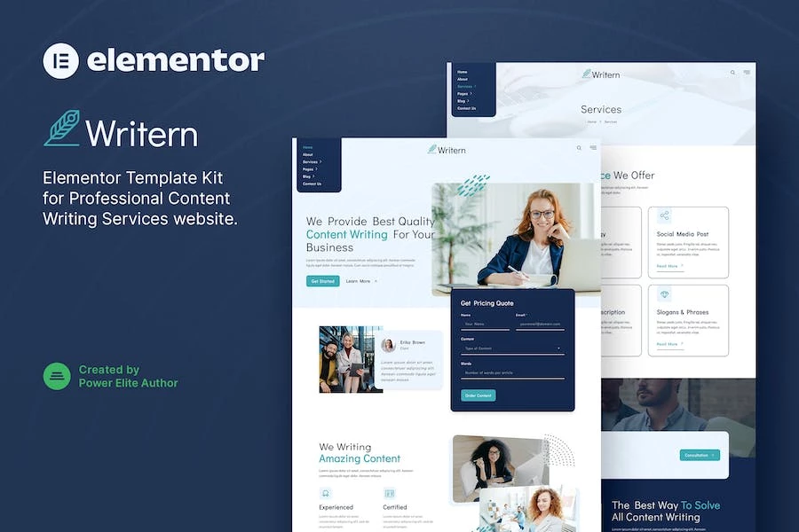 Writern — Template Kit Elementor para servicios de redacción de