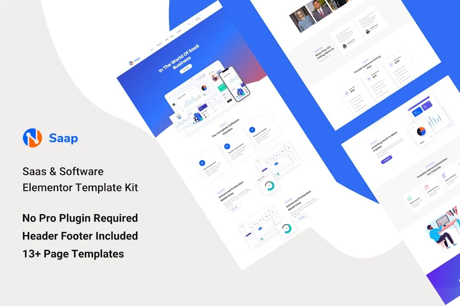 Saap - Template Kit Elementor de SaaS y Software