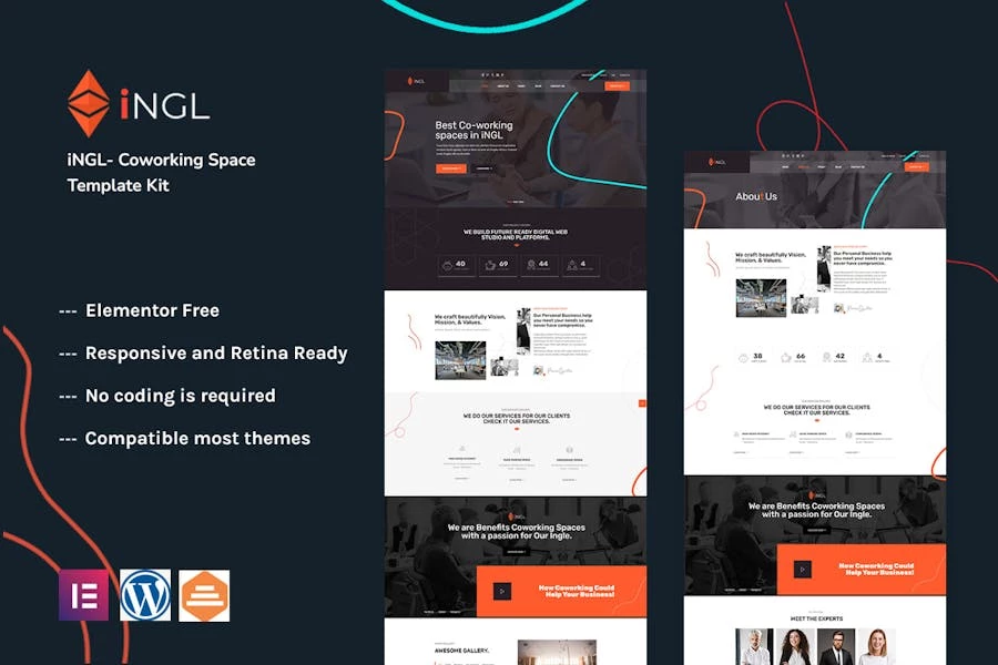 Ingl - Template Kit Elementor para espacios de coworking