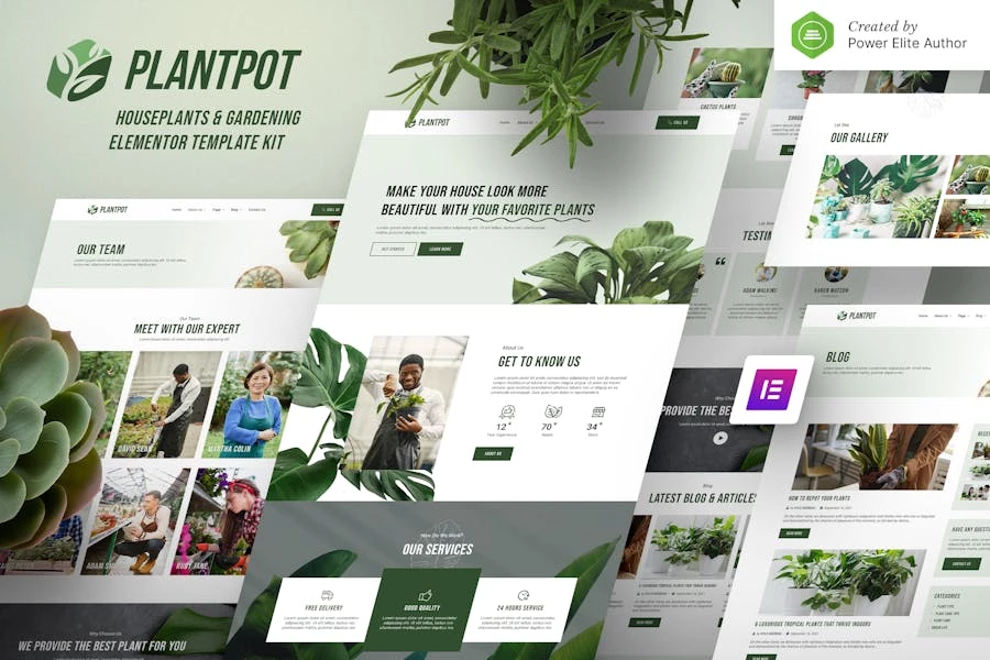 Plantpot — Kit de plantillas Elementor para plantas de interior y jardinería