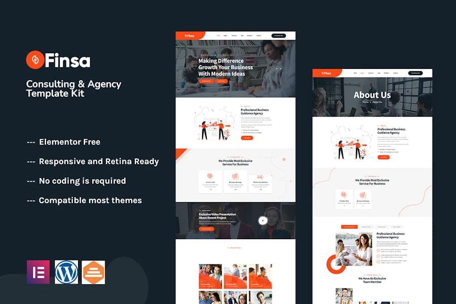 Finsa - Template Kit Elementor para consultoría y agencia