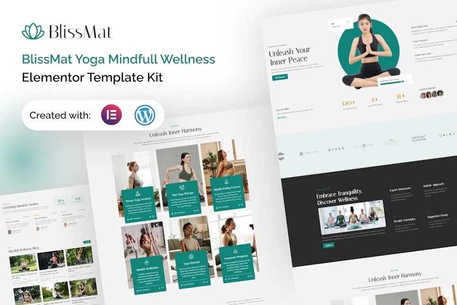 BlissMat - Kit de plantillas Elementor para yoga y bienestar