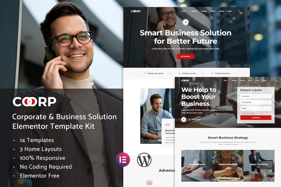 Coorp - Template Kit Elementor de soluciones empresariales multipropósito