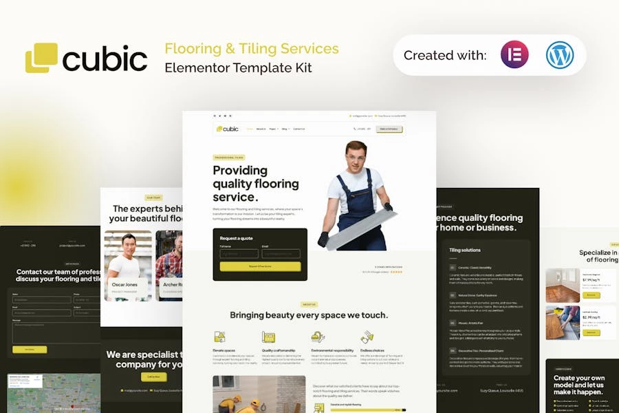 Cubic - Kit de plantillas Elementor Pro para servicios de pisos y baldosas