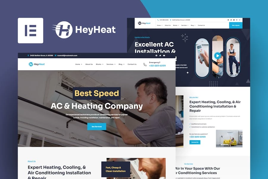 HeyHeat - Template Kit Elementor para servicios de aire