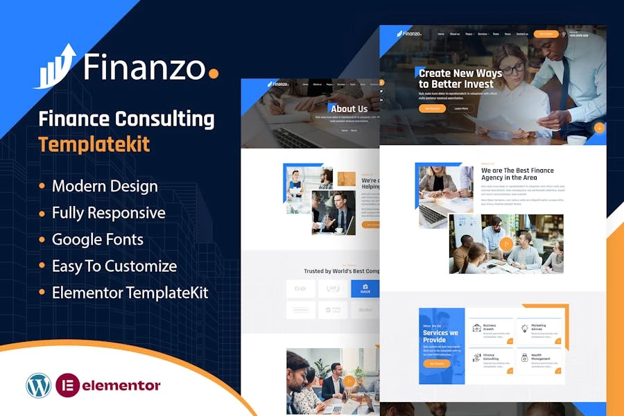 Finanzo | Template Kit Elementor de Consultoría Financiera