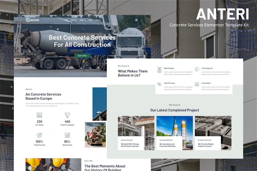 Anteri - Kit de plantillas Elementor para servicios concretos