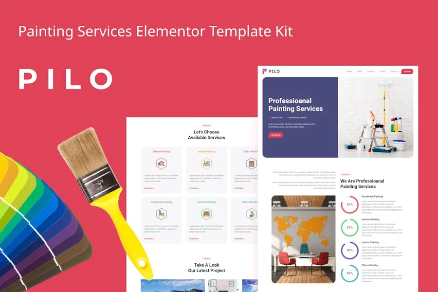 Pilo - Kit de plantillas Elementor para servicios de pintura
