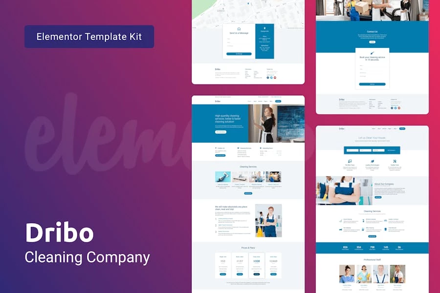 Dribo — Kit de plantillas de empresa de limpieza para Elementor
