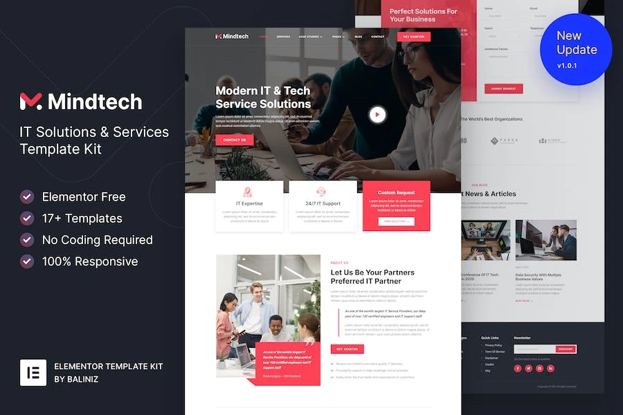 Mindtech - Template Kit Elementor para empresas de soluciones y servicios de TI