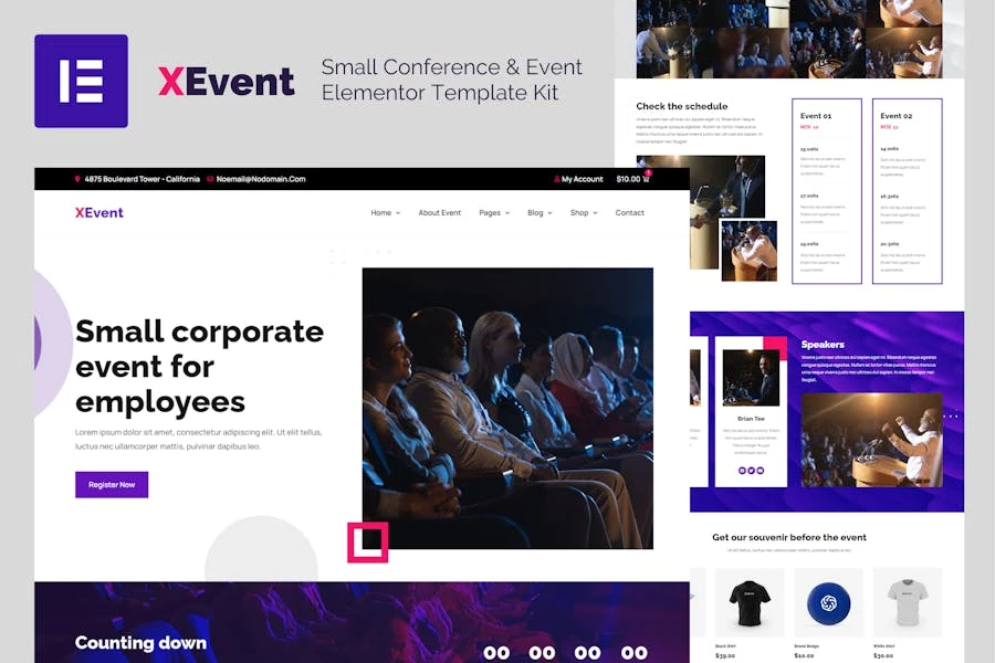XEvent - Template Kit de Elementor para conferencias y eventos pequeños