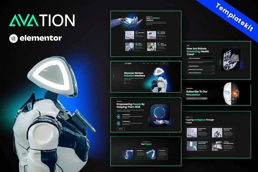 AVATION - Template Kit Elementor de robótica e inteligencia artificial