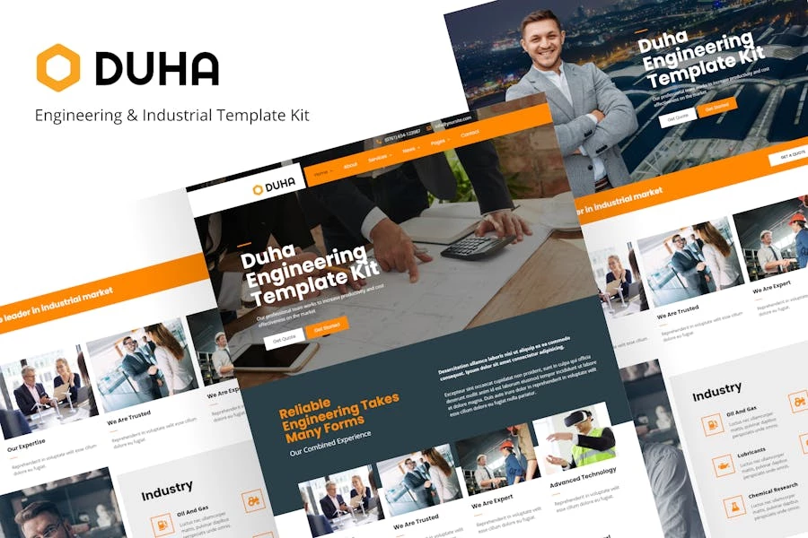 Duha - Kit de plantillas de Elementor industrial y de ingeniería