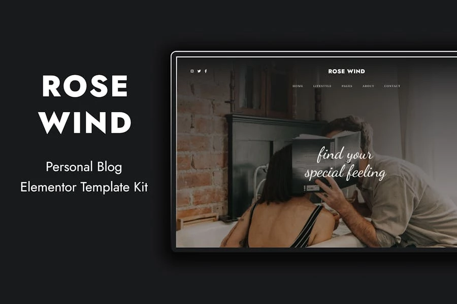 Rose Wind - Kit de plantillas Elementor para blog personal