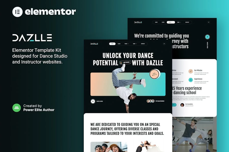 Dazlle — Template Kit Elementor para estudio de danza e instructor