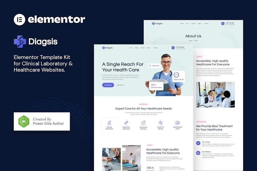 Diagsis — Template Kit Elementor para laboratorios clínicos y servicios de salud