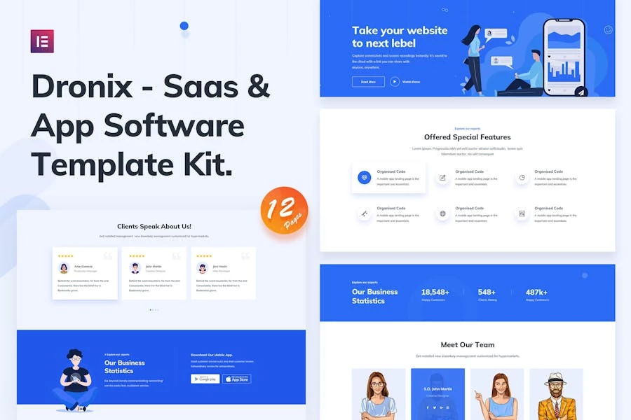 Dronix - Template Kit Elementor para SaaS y startups