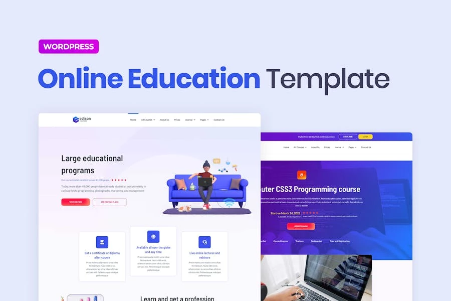 Edison — Template Kit Elementor para educación en línea