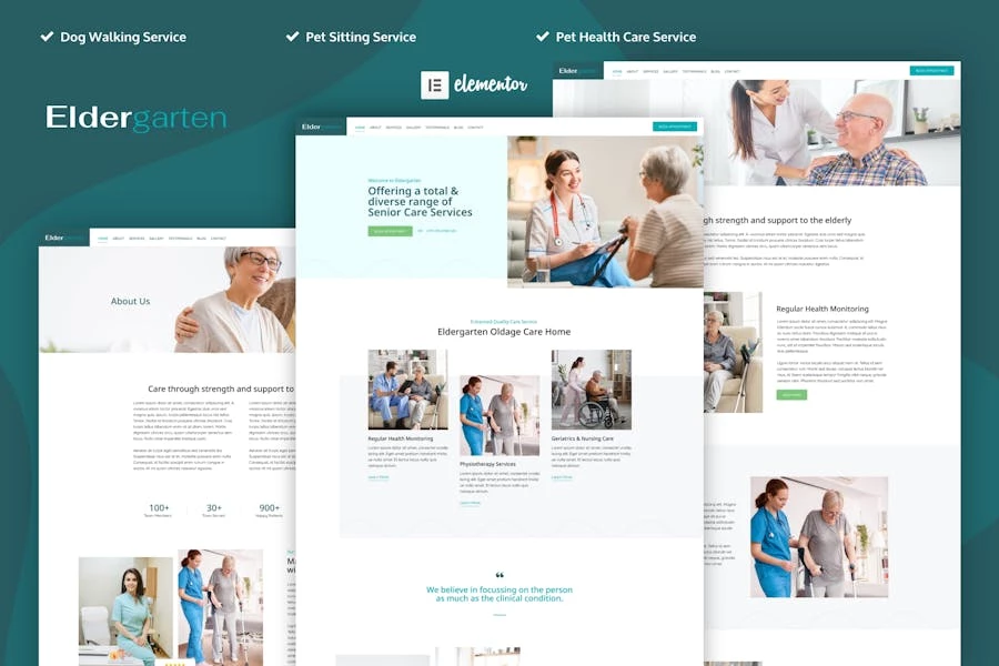 Eldergarten - Template Kit Pro Elementor para el cuidado de ancianos y el hogar para personas