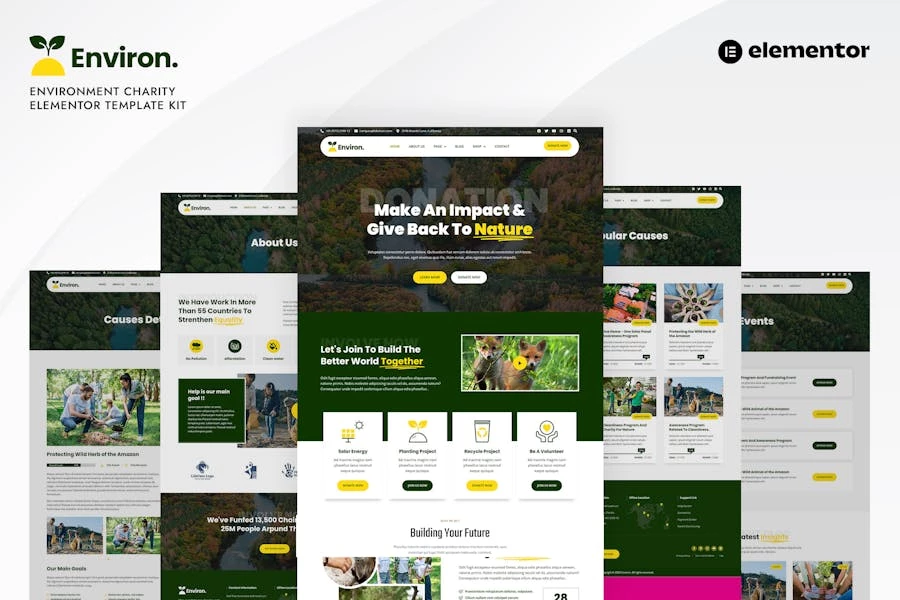 Environ - Template Kit Elementor para organizaciones benéficas ambientales