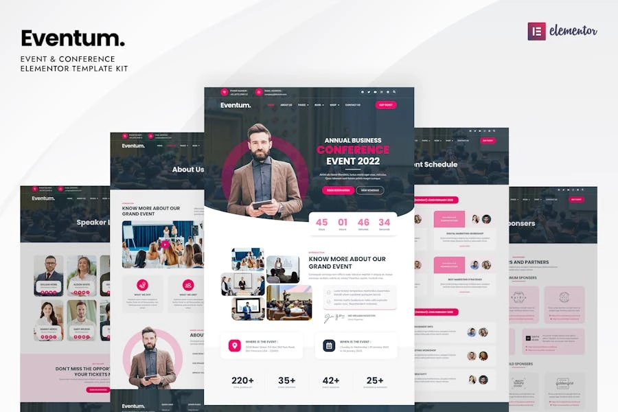 Eventum - Template Kit de Elementor para eventos y conferencias